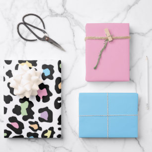 Schöne und farbenfrohe Leopardendrucke Geschenkpapier Set