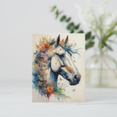 Schöne und farbenfrohe Pferdegrußkarte Einladung (Stehend Vorderseite)