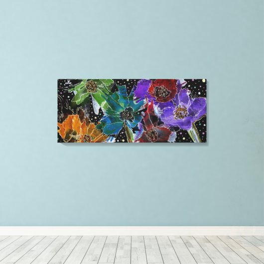 Schöne und farbenfrohe Poppies Leinwand (Insitu (Holzboden))