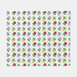 Schöne und farbenfrohe Rosen Fleecedecke