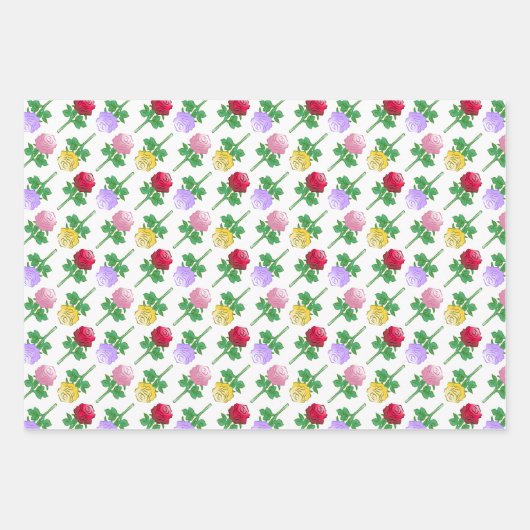 Schöne und farbenfrohe Rosen Geschenkpapier Set (Vorderseite)