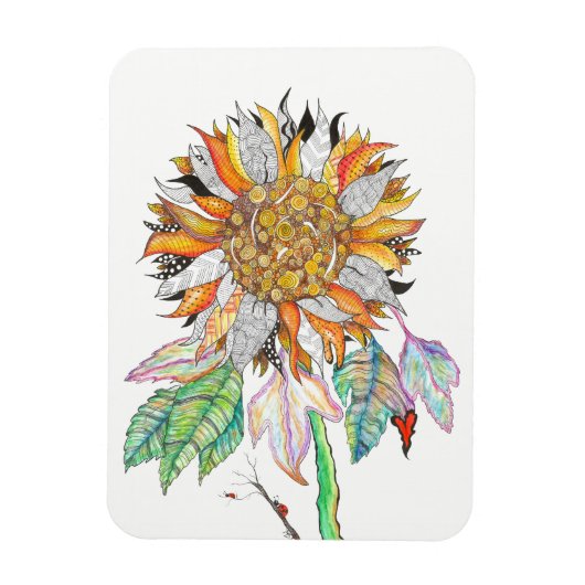 Schöne und farbenfrohe Sonnenblume Magnet 3"x4" (Vertikal)