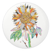 Schöne und farbenfrohe Sonnenblumenknöpfe Keramikknauf (Vorderseite)