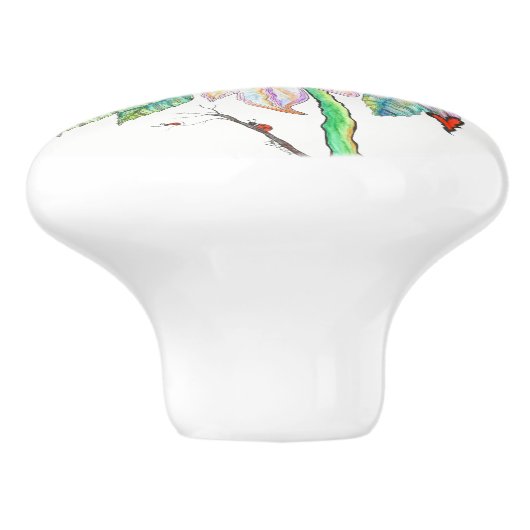 Schöne und farbenfrohe Sonnenblumenknöpfe Keramikknauf (Seitenansicht)