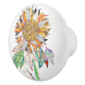 Schöne und farbenfrohe Sonnenblumenknöpfe Keramikknauf (Rechts)