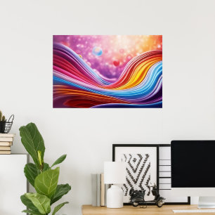 Schöne und farbenfrohe Wavy Lines Wall Art Design Poster