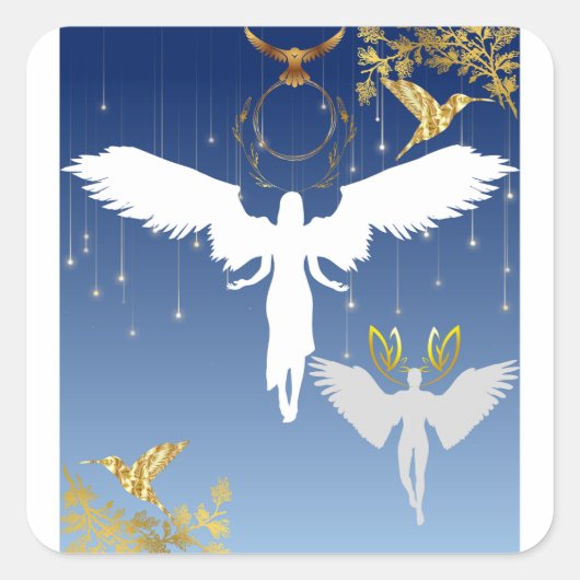 Schöne und graue Engel Quadratischer Aufkleber (Vorderseite)