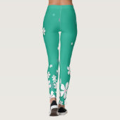 schöne und niedliche weiße Blume, grüne Leggings (Rückseite)