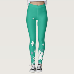 schöne und niedliche weiße Blume, grüne Leggings