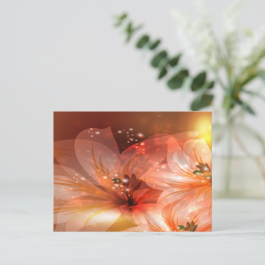 Schöne und orange Blume Postkarte (Stehend Vorderseite)