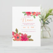 Schöne und zarte rote Blume Einladung (Stehend Vorderseite)