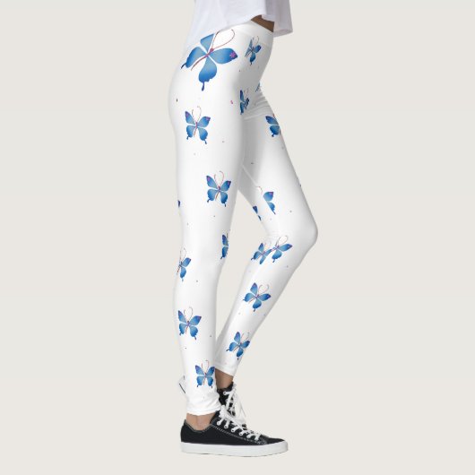Schöne Unendlichkeit Blaue Schmetterlinge: Symbol Leggings (Rechts)