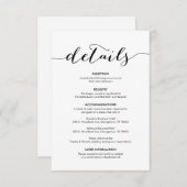 Schöne unsere Hochzeitsdetails Moderne rustikale S Begleitkarte (Vorne/Hinten)