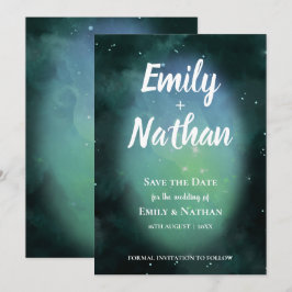 Schöne unter den STARS Grüne Typografie Hochzeit Save The Date