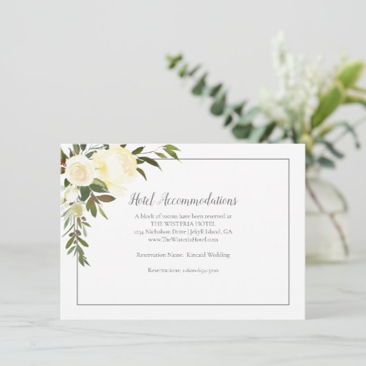 Schöne Unterkünfte in Weiß Roses Begleitkarte (Stehend Vorderseite)