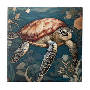 Schöne Unterwasser-Schildkröte Fliese