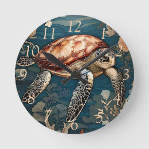 Schöne Unterwasser-Seeschildkröte Runde Wanduhr