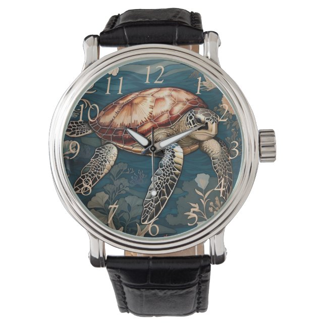 Schöne Unterwasserschildkröte Armbanduhr (Vorderseite)