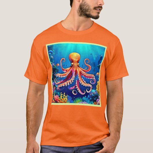 Schöne Unterwasserwelt Octopus Art T-Shirt (Vorderseite)