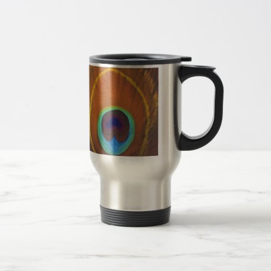 Schöne ursprüngliche Pfaufeder handgemalt Reisebecher (Rechts)