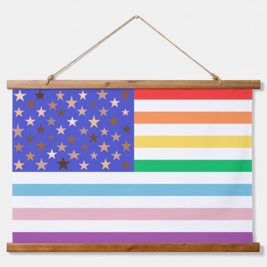 Schöne USA-Flagge Wandteppich Mit Holzrahmen (Vorne)