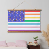 Schöne USA-Flagge Wandteppich Mit Holzrahmen (Schlafzimmer)