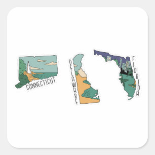 SCHÖNE USA STAATEN LANDSCAPE POSTCARD SET QUADRATISCHER AUFKLEBER