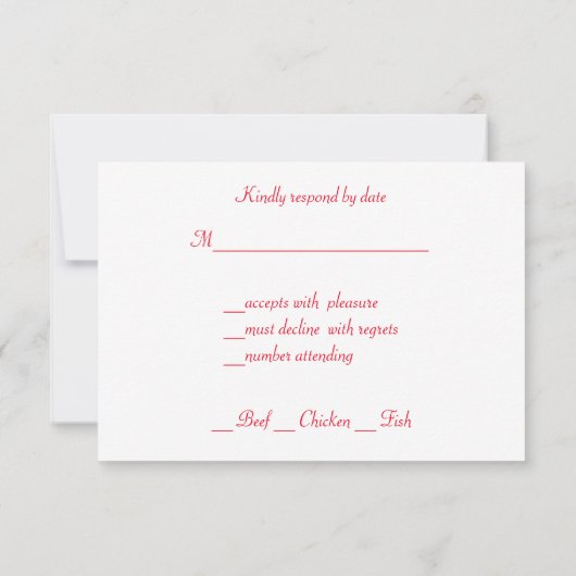 Schöne, Valentinstag, Hochzeitstitel RSVP Karte (Rückseite)