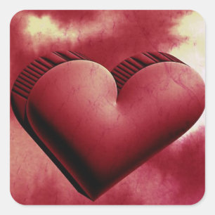 Schöne Valentinstag rotes Herz 3D Wasserfarbe Quadratischer Aufkleber