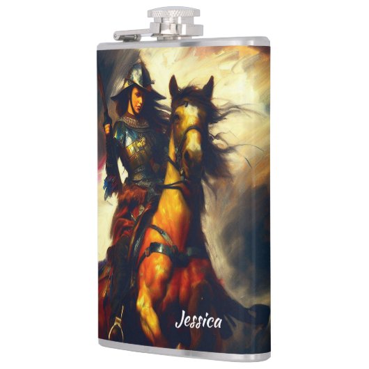 Schöne Valkyrie am Horseback Flachmann (Links)