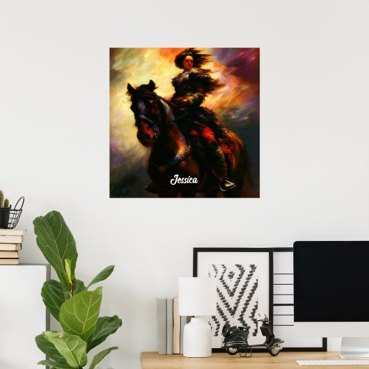 Schöne Valkyrie am Horseback Poster (Heimbüro)