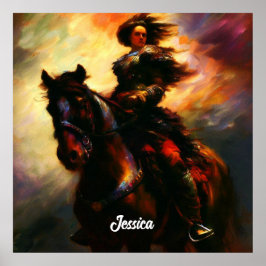 Schöne Valkyrie am Horseback Poster