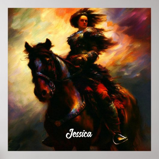 Schöne Valkyrie am Horseback Poster (Vorne)