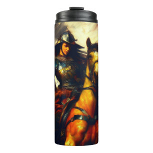Schöne Valkyrie am Horseback Thermosbecher