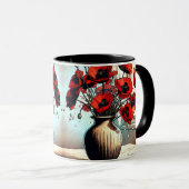 Schöne Vase mit roten Mohnblumen Tasse (VorderseiteRechts)