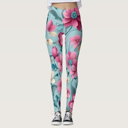 Schöne Vector Blume Nahtloses Muster Leggings (Vorderseite)