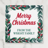 Schöne Vegetation Rahmen frohe Weihnachten von Geschenkanhänger (Vorderseite)