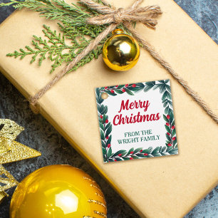 Schöne Vegetation Rahmen frohe Weihnachten von Geschenkanhänger