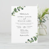 Schöne Vegetation: Wasserfarben Leaf Hochzeit Einladung (Stehend Vorderseite)