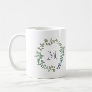 Schöne Vegetation  Wasserfarben und Monogramm Kaffeetasse