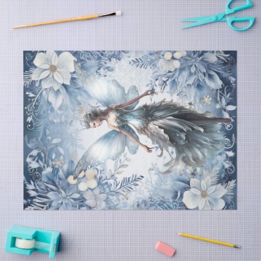 Schöne verzauberte Light Blue Christmas Fairy Seidenpapier (Basteln)