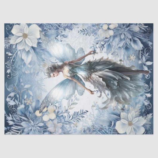 Schöne verzauberte Light Blue Christmas Fairy Seidenpapier (Vorderseite)