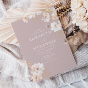 Schöne verzauberte Wildblumen Blush Hochzeit Einladung