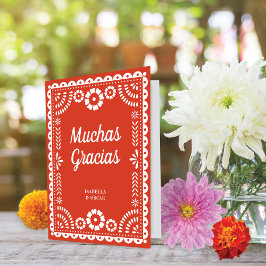 Schöne Verziert Papel Picado Rote Hochzeit Dankeskarte