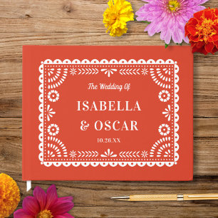 Schöne Verziert Papel Picado Rote Hochzeit Gästebuch