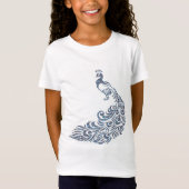 Schöne Verzierte Blue Peacock Silhouette T-Shirt (Vorderseite)