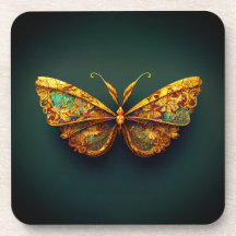 Schöne Verzierte goldgrüne Aquamarine Schmetterlin