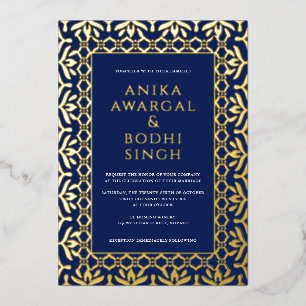 Schöne Verzierte indische Rahmen Hochzeit REAL Folieneinladung