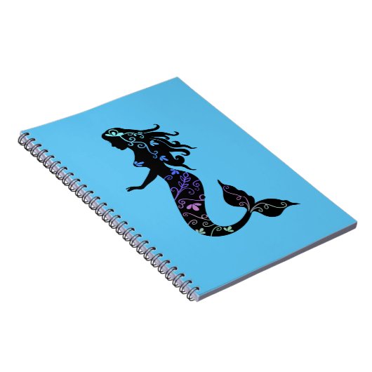 Schöne Verzierte Meerjungfrau-Silhouette Notizblock (Rechte Seite)