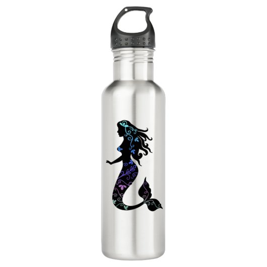 Schöne Verzierte Mermaid-Silhouette Edelstahlflasche (Vorderseite)